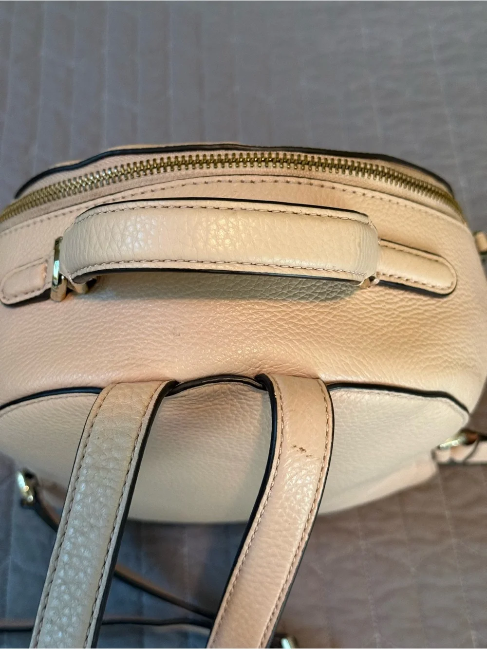 kate spade pebble leather mini backpack in blush beige